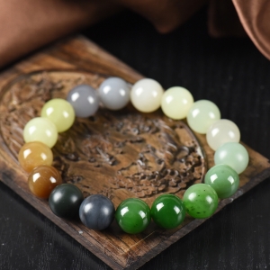 10.5mm山料和田玉多宝单圈手串