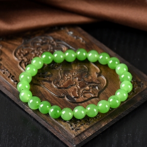 7.5mm山料和田碧玉苹果绿单圈手串