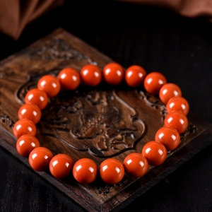 10.5mm柿子红南红单圈手串