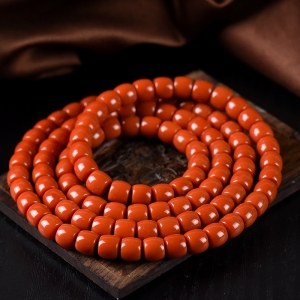 柿子红南红直切老形珠108佛珠