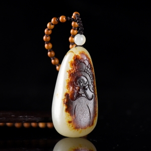 籽料和田玉关公吊坠