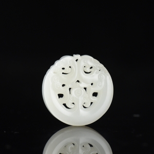 籽料和田白玉龙凤吊坠