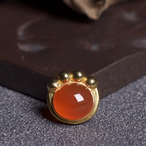 18K冰红南红吊坠