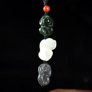 山料和田玉三不猴吊坠