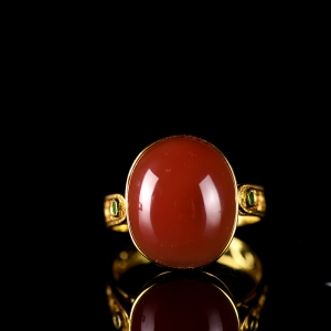 18K玫瑰红南红戒指