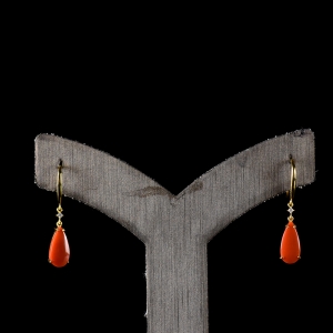 18K柿子红南红耳坠