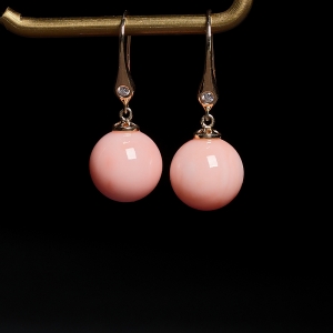 18KMOMO珊瑚圆珠耳环