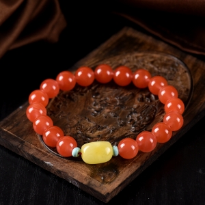 10mm樱桃红南红单圈手串