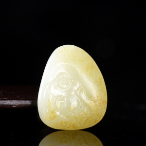 籽料和田白玉弥勒佛吊坠