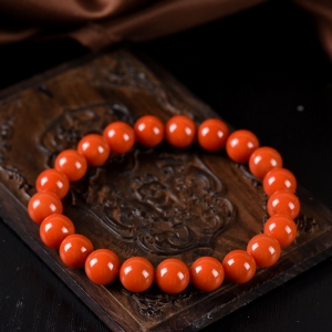 9mm柿子红南红单圈手串