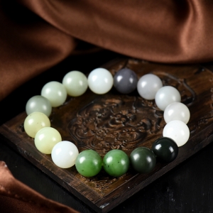 12mm山料和田玉多宝单圈手串