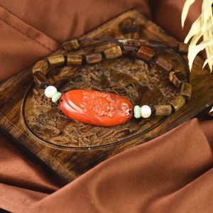 柿子红南红牡丹手绳