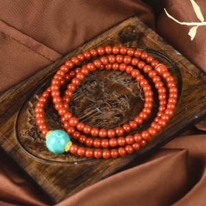 4mm柿子红南红多圈手串