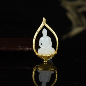 18K籽料和田白玉如来佛吊坠