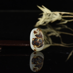 籽料和田白玉喜事连连吊坠