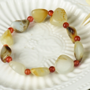 籽料和田玉原石单圈手串