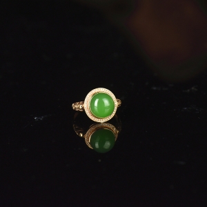 18K山料和田碧玉戒指