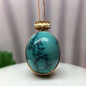 18K原矿高瓷铁线绿松石吊坠