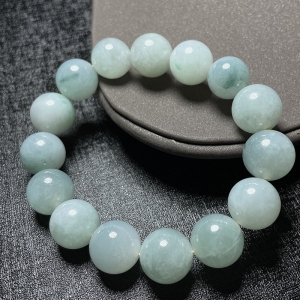 糯冰种飘花翡翠圆珠手串