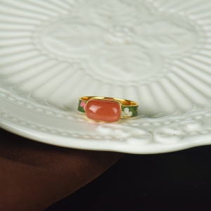 18K冰飘南红戒指