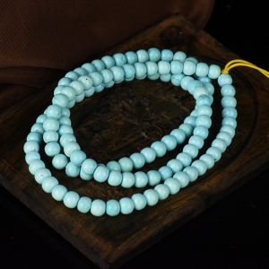 中高瓷蓝色绿松石老形珠108佛珠