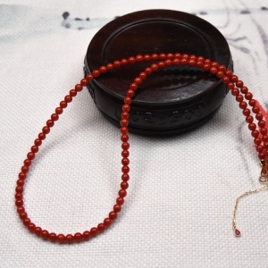 沙丁牛血红珊瑚手链