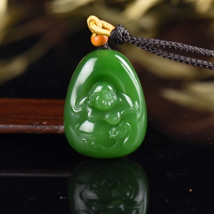 山料和田碧玉弥勒佛吊坠