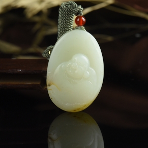 籽料和田白玉弥勒佛吊坠