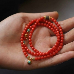 4mm沙丁珊瑚多圈手串