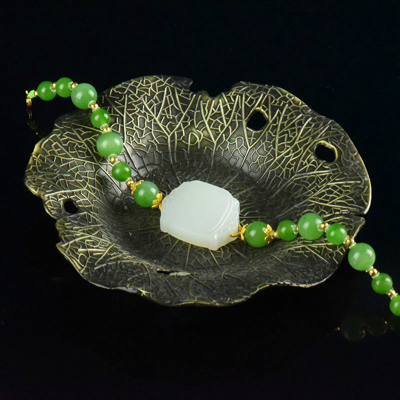 山料和田白玉无事牌手链