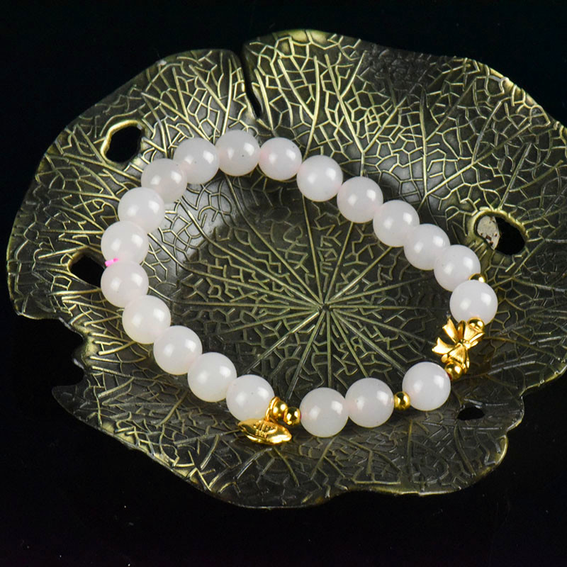 8mm山料和田玉藕粉色单圈手串