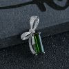 巴西天然18K白金镶钻绿碧玺吊坠 - 红掌柜
