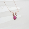 18K金镶钻玫红碧玺锁骨链-红掌柜