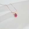 18K金镶钻玫红碧玺锁骨链-红掌柜
