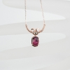 18K金镶钻玫红碧玺锁骨链-红掌柜