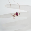 18K金镶钻玫红碧玺锁骨链-红掌柜