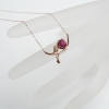 天然18K金镶钻玫红碧玺锁骨链-红掌柜