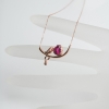 巴西18K金镶钻玫红碧玺锁骨链-红掌柜