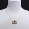 18K金镶钻巴西天然玫红碧玺锁骨链-红掌柜