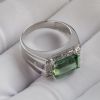 18K金镶钻巴西天然绿碧玺男戒-红掌柜