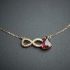天然18K金镶红碧玺锁骨链 - 红掌柜