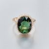 18K金镶钻绿碧玺戒指-红掌柜