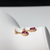 18K金镶钻玫红碧玺耳坠-红掌柜