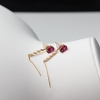 巴西天然玫红碧玺耳钉-红掌柜