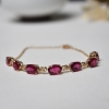 18K金镶钻巴西玫红碧玺手链-红掌柜