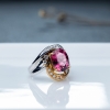 18K金镶钻天然玫红碧玺戒指-红掌柜
