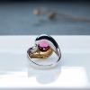 18K金镶钻巴西玫红碧玺戒指-红掌柜
