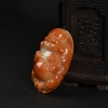 天然红翡弥勒佛手把件-红掌柜