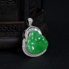 天然糯种翠绿翡翠弥勒佛吊坠-红掌柜