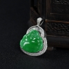 缅甸糯种翠绿翡翠弥勒佛吊坠-红掌柜